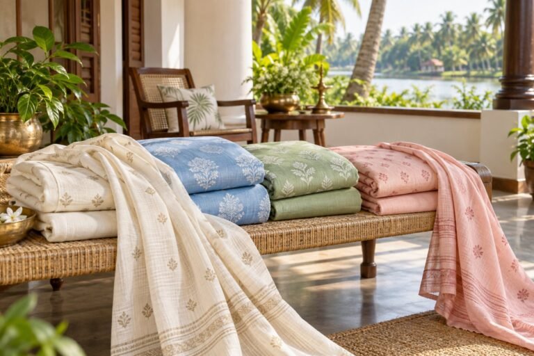 Breathable pure cotton printed churidar material for Kerala weather
