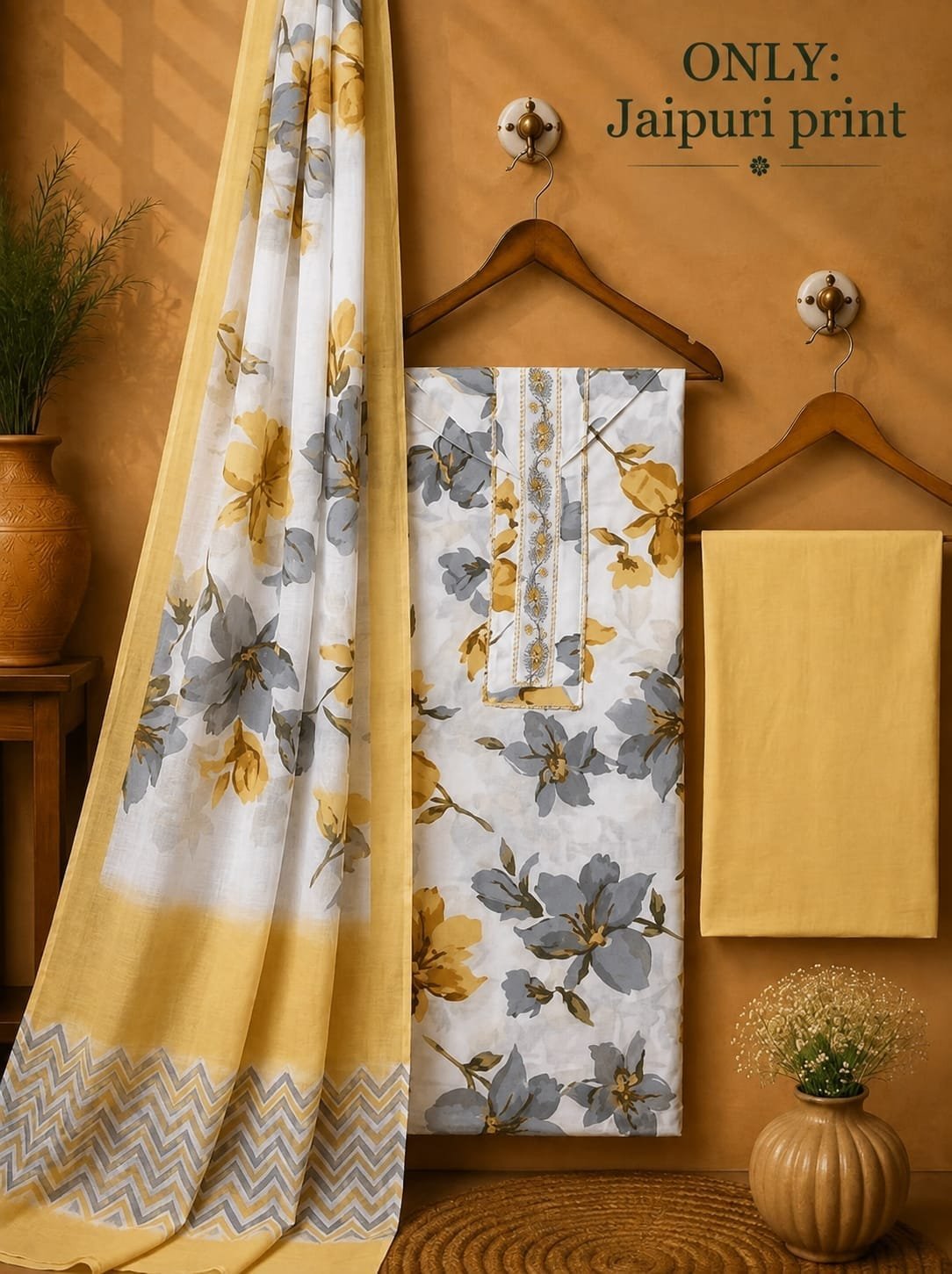 Pure Cotton Embroidered Churidar Material – Design 03