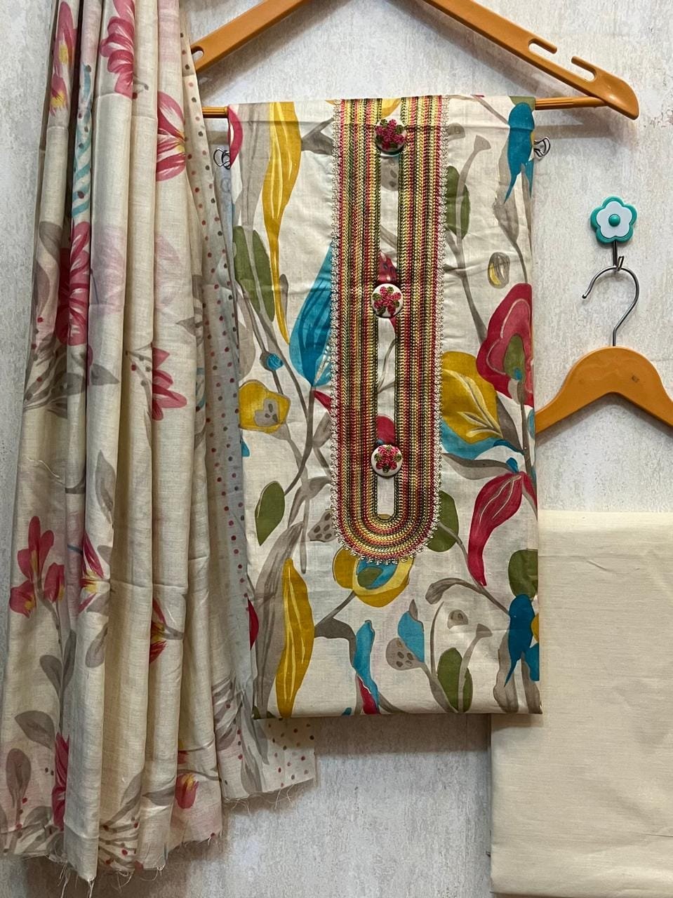 Pure Cotton Embroidered Churidar Material – Design 20