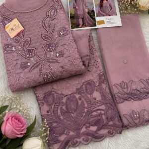 Chiffon Khatli Embroidered Churidar Material – Dusty Mauve