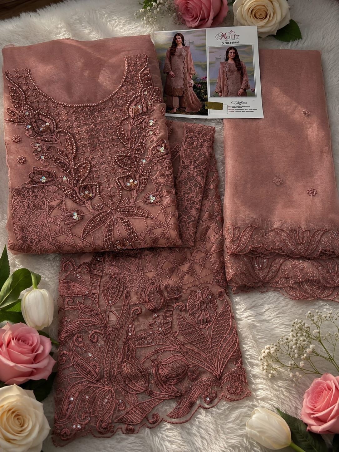 Chiffon Khatli Embroidered Churidar Material – Rosewood